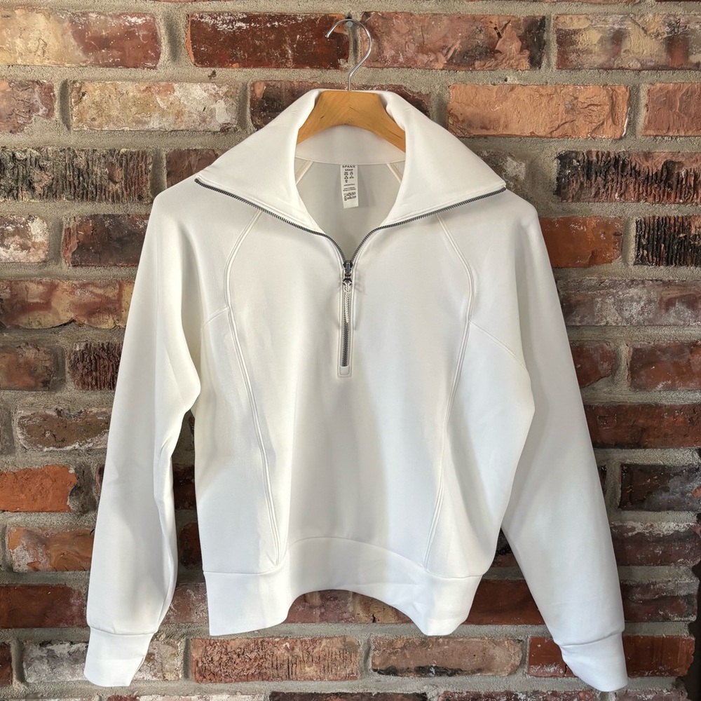 Spanx White AirEssentials Half Zip Pullover Sweatshirt, S - Picture 2 of 6